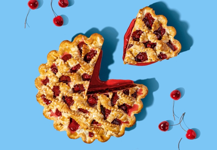Cherry pie with a slice removed