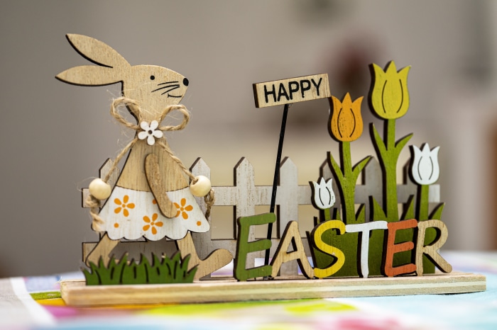Easter Decoration with Bunny and Tulips