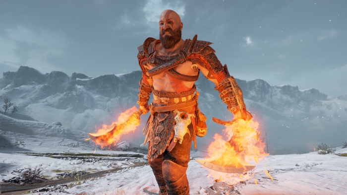 Kratos with Blades of Chaos in God of War