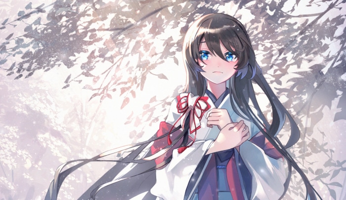 Girl in traditional Japanese clothing