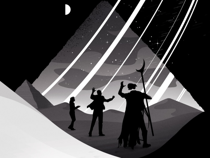 Moon Knight in a desert landscape