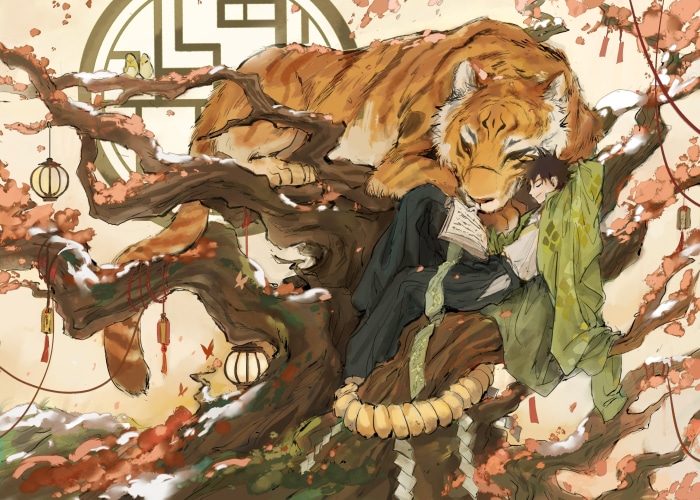 Megumi Fushiguro and Tiger in Tree