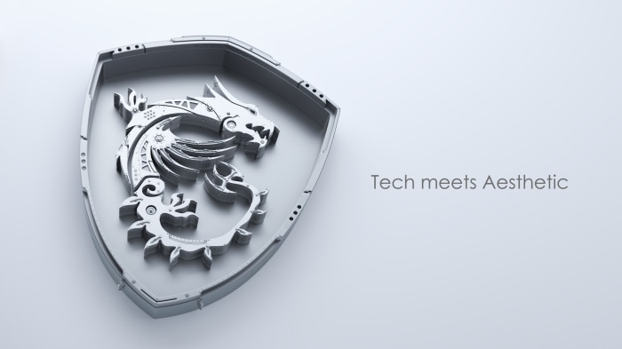 MSI logo with "Tech meets Aesthetic" text