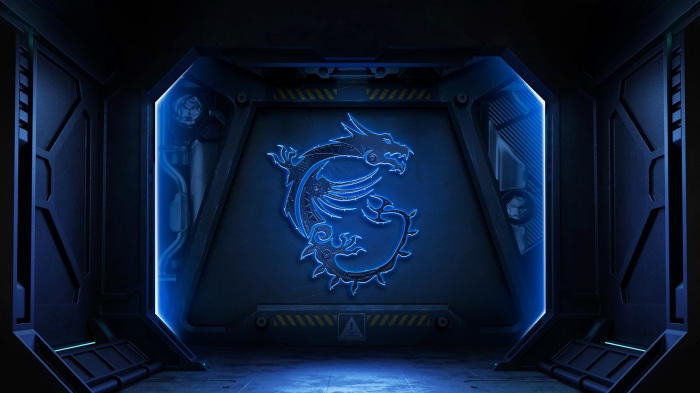 MSI Dragon Logo in Futuristic Room 4K