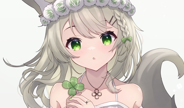 Anime girl with clover and flower crown