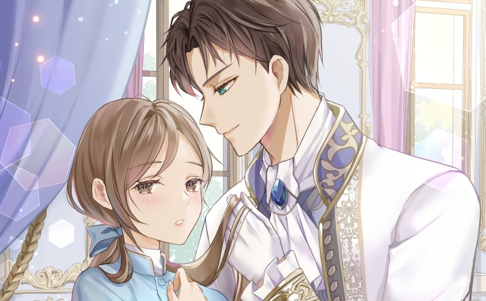 Couple in formal attire in a ballroom