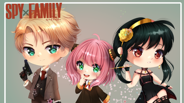 Chibi Loid, Anya, and Yor Forger from Spy X Family
