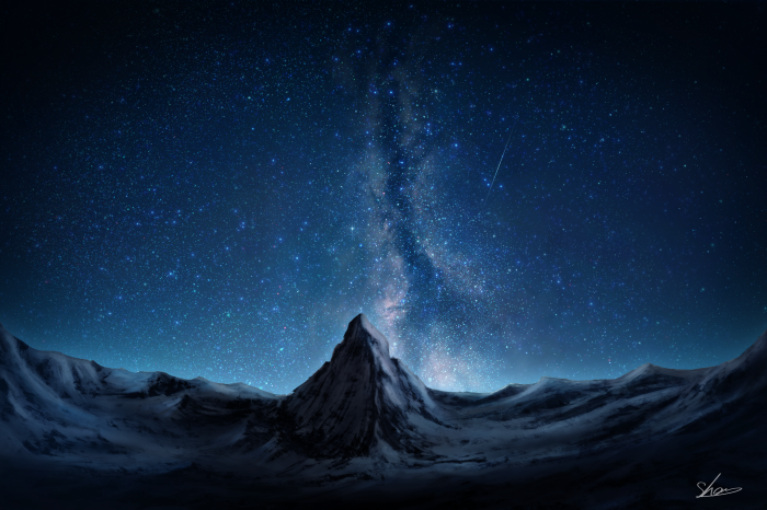 Mountain peak under the Milky Way 4K