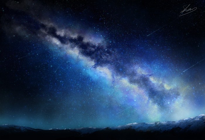 Milky Way Galaxy over Mountains 4K