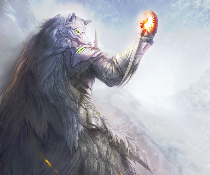 Fantasy Wolf Warrior Holding Orb