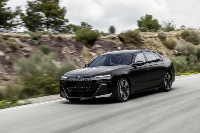Black BMW 760i xDrive 4K driving on a road