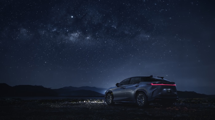 Lexus RZ 450e under the Milky Way