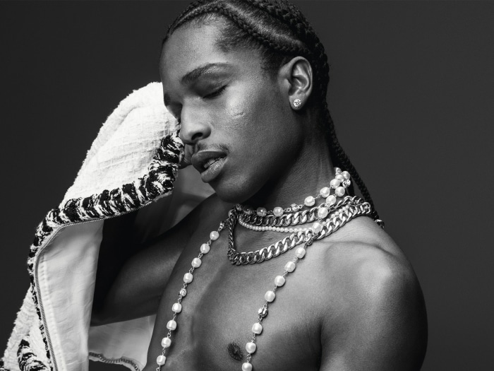 A$AP Rocky wearing Chanel jewelry