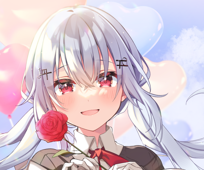 Hakase Fuyuki from Hololive holding a rose