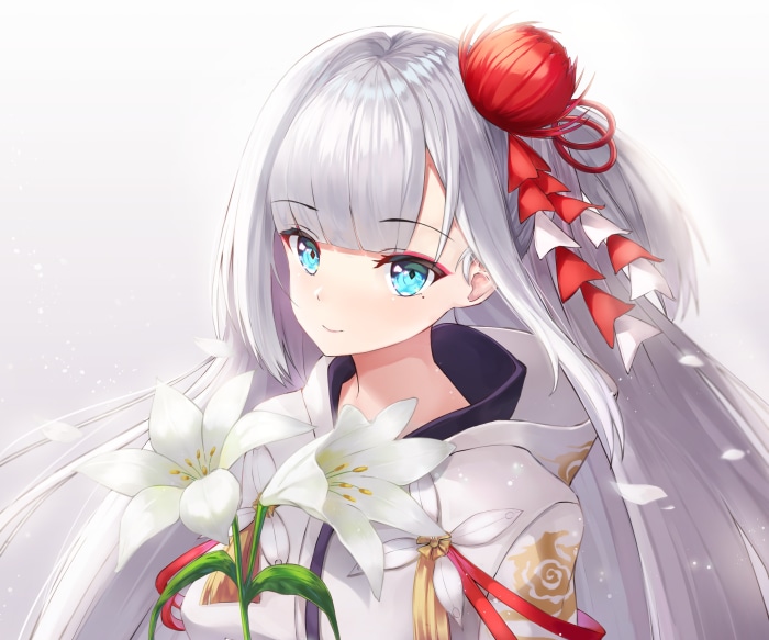 Shoukaku from Azur Lane holding lilies