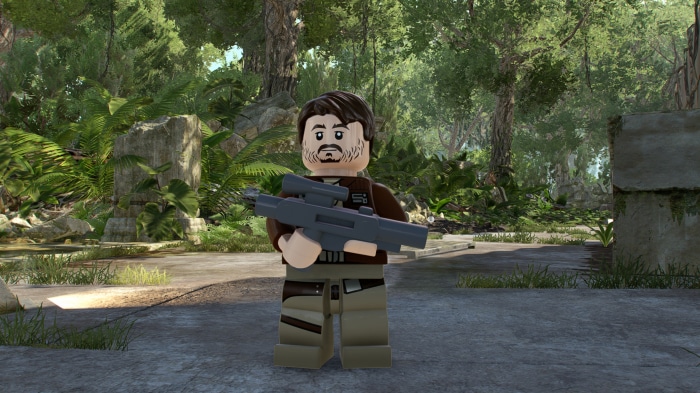 Lego Star Wars: The Skywalker Saga character with blaster