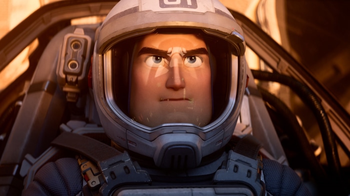 Buzz Lightyear in a spaceship cockpit