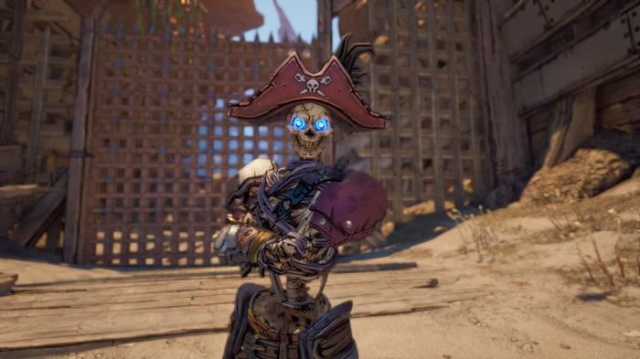 Skeleton pirate with glowing eyes in Tiny Tina's Wonderlands
