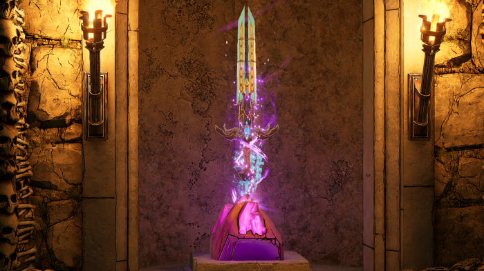 Sword on a pedestal in Tiny Tina's Wonderlands