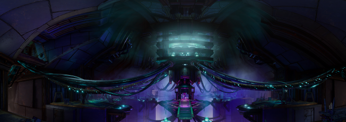 Interior of a futuristic industrial facility in Tiny Tina's Wonderlands