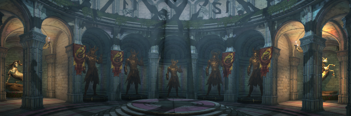 Statues in a circular hall