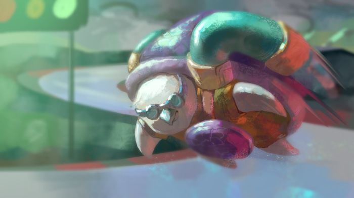King Dedede from Kirby wearing racing gear
