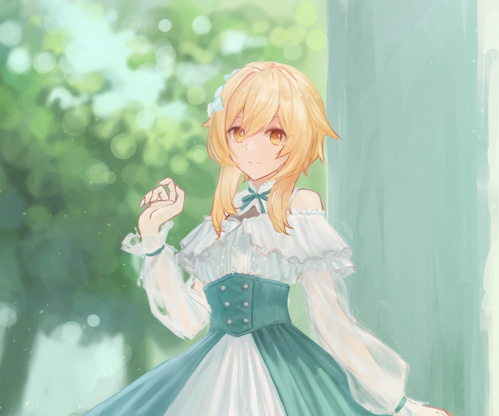 Lumine from Genshin Impact in a dress