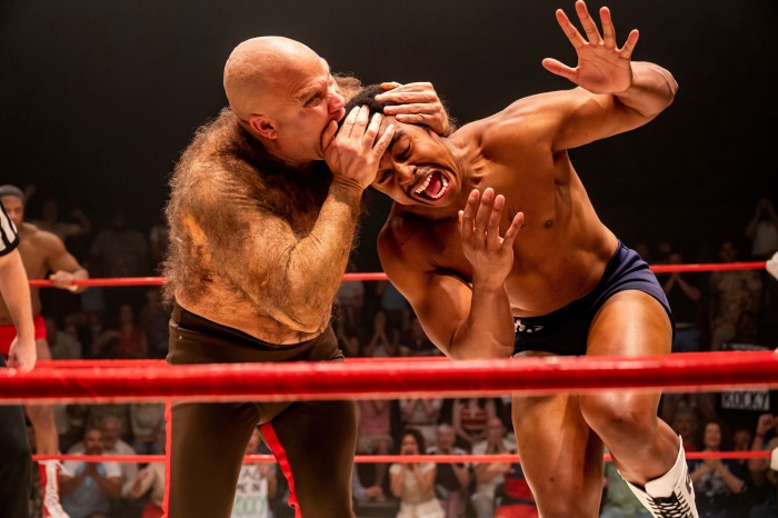 Wrestlers in a ring