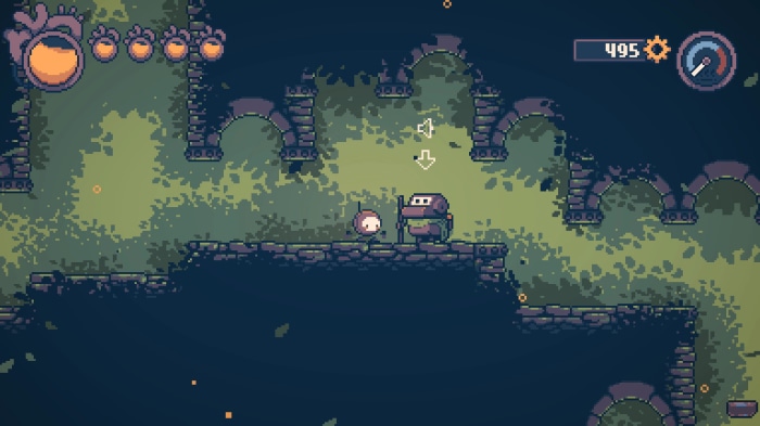 Robot and creature in a ruined forest