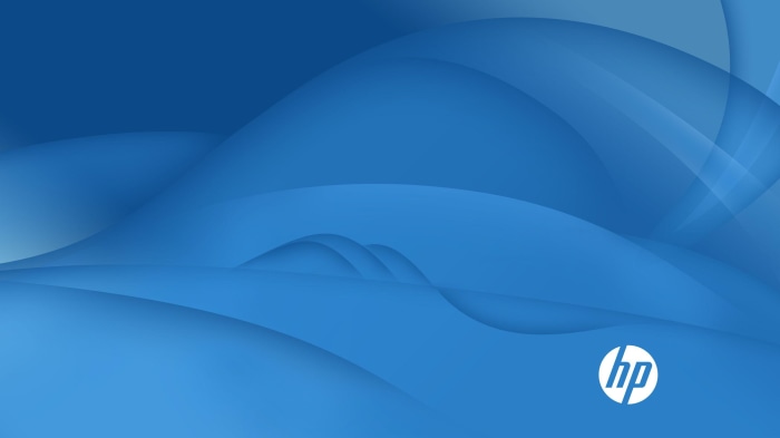 HP Logo on Blue Abstract Waves