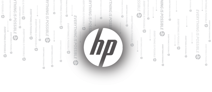 HP logo with "Everything Is Possible" pattern