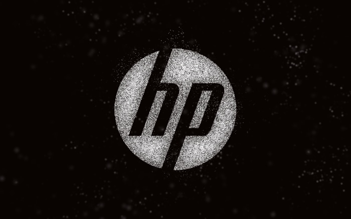 HP logo with particles