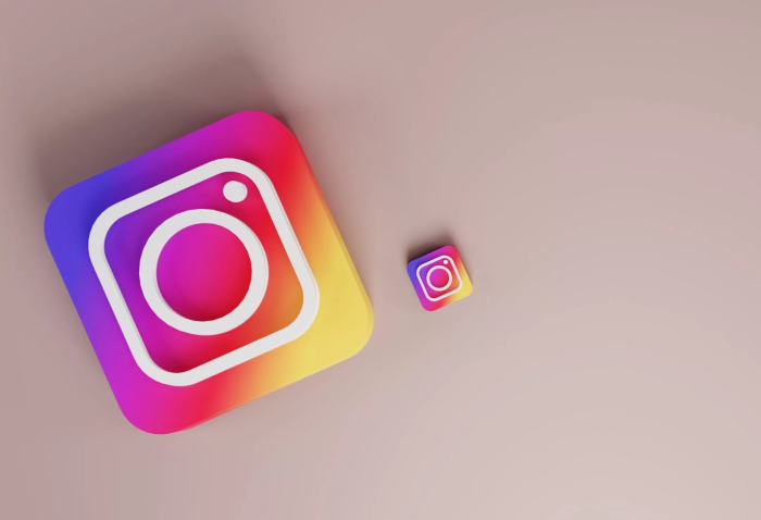 Instagram logos on a pink background