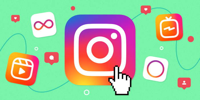 Instagram logos and icons with cursor