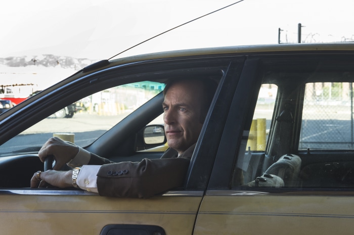 Saul Goodman from Better Call Saul driving a car
