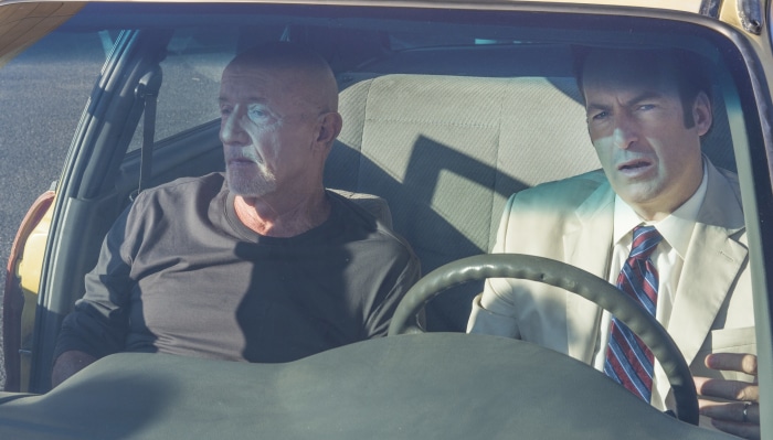 Mike Ehrmantraut and Saul Goodman in a car
