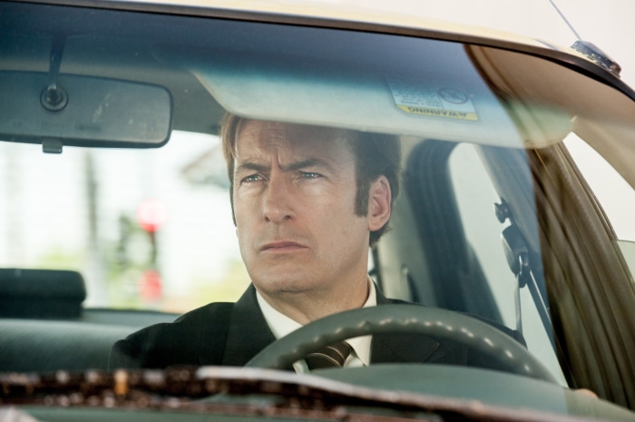 Saul Goodman from Better Call Saul driving a car