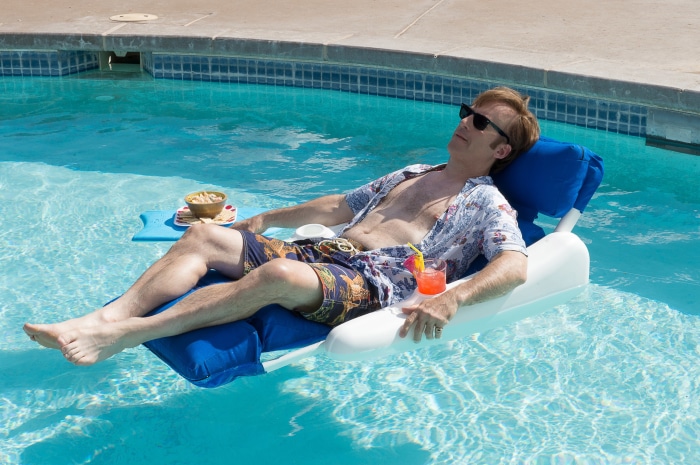 Saul Goodman from Better Call Saul relaxing in a pool