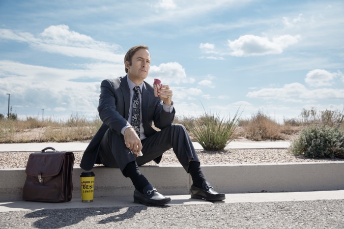 Saul Goodman from Better Call Saul eating ice cream