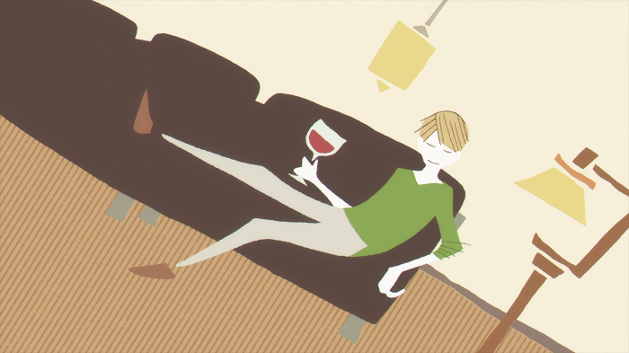 Loid Forger from Spy x Family relaxing with wine