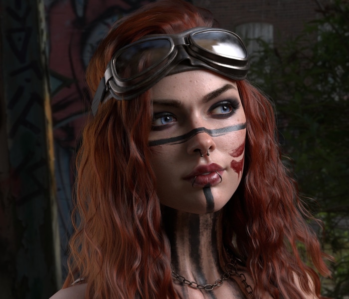 Woman with face paint and goggles