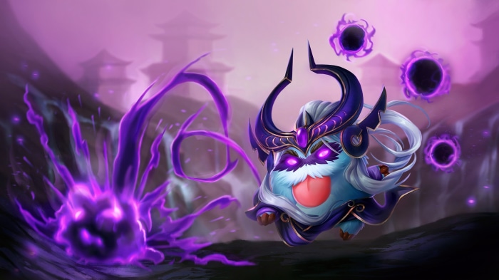 Poro from League of Legends with dark magic