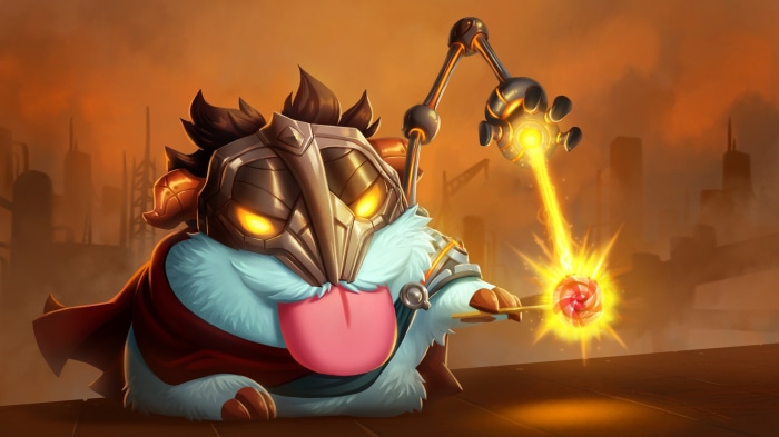 Poro from League of Legends with mechanical arm