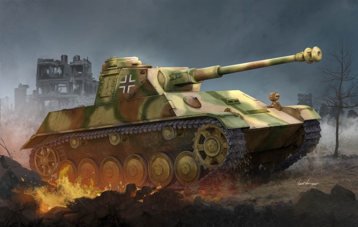 Panzer III tank in a war-torn city