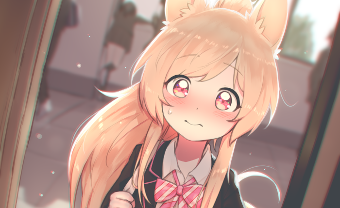 Anime girl with blonde hair and cat ears