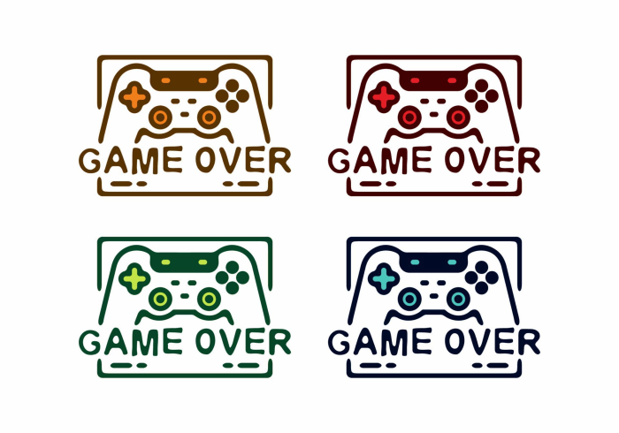 Game Over logos with controllers