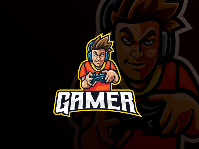 Gamer logo with cartoon character