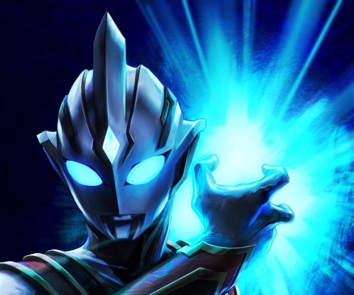 Ultraman firing blue energy blast