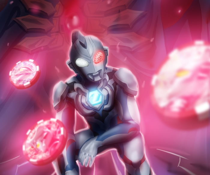 Ultraman with glowing gems