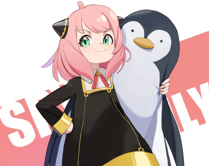 Anya Forger from Spy X Family with a Penguin